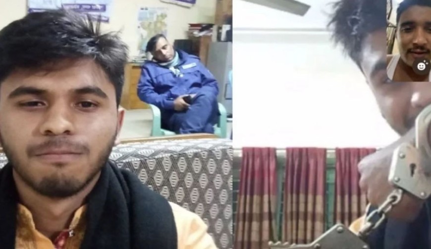 ঘুমন্ত পুলিশের সাথে গারদে বন্দি ছাত্রলীগ নেতার সেলফি ভাইরাল