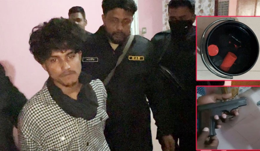গোল্ডেন সাব্বির পিস্তল ও ককটেলসহ আটক