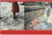 মণিরাপুরে রাস্তার সলিংয়ে নিম্নমানের ইট, পরিদর্শনে ক্ষুব্ধ পিআইও