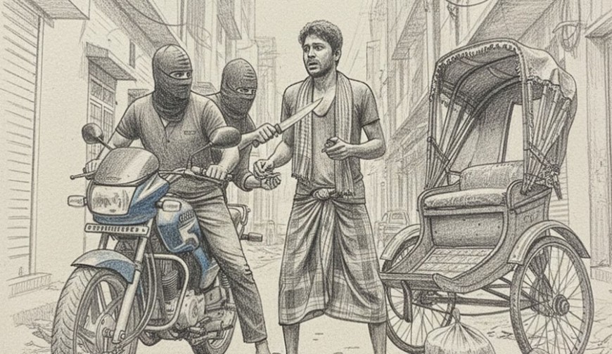 রিকশাচালকের  টাকা ও মোবাইল  ছিনতাই