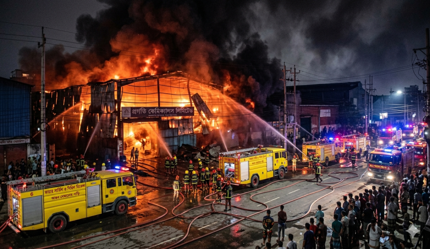 রাজধানিতে কেমিক্যাল গুদামে আগুন, নিয়ন্ত্রণে ফায়ারের ৬ ইউনিট