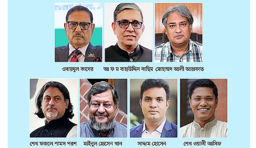 ওবায়দুল কাদের, আরাফাত,  বাহাউদ্দিন, পরশ, মাইনুল, সাদ্দাম ও ইনানের মৃত্যুদণ্ড